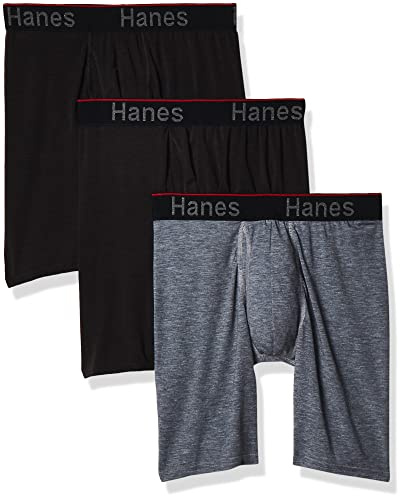 Hanes Total Support Pouch Men's Boxer Briefs Pack, Anti-Chafing, Moisture-Wicking Underwear, Odor Control (Reg or Long Leg)