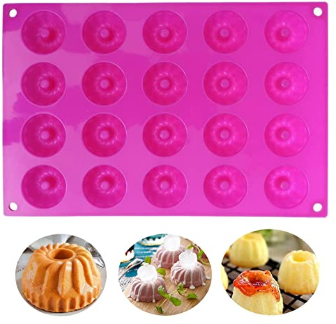Bustlwor Mini Gugelhupfform mini muffinsform, silikonform med non-stick beläggning, för muffins, muffins, brownies, tårta, pudding (rosa)