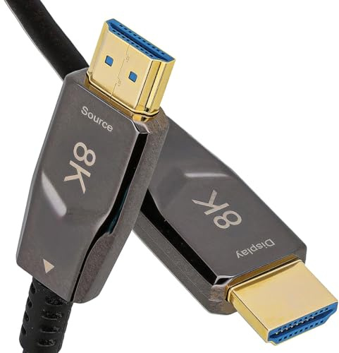 kenable 8K HDMI 2.1 Active Optical Cable 48Gbps 8K@60Hz 4K@120Hz HDR eARC VRR ALLM Slim AOC LSZH 15m Black