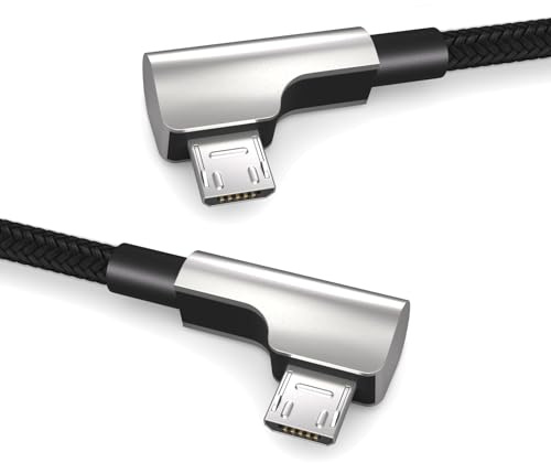 0,3m Micro auf Micro USB OTG Kabel, Winkelstecker, für Fahrradcomputer von Bosch Kiox, Yamaha, Datenkabel, Ladekabel, USB 2.0, Schwarz