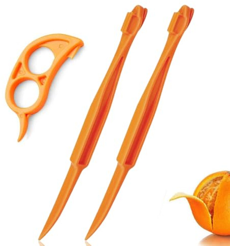 Orange Peeler Tools Citrus Peel Cutter Plastic Easy Fruit Vegetable Slicer Cutter Lemon Peeler Opener Remover Fruit Tools Kitchen Utensils Gadgets Bladed Food Peeler Slicer (Orange)