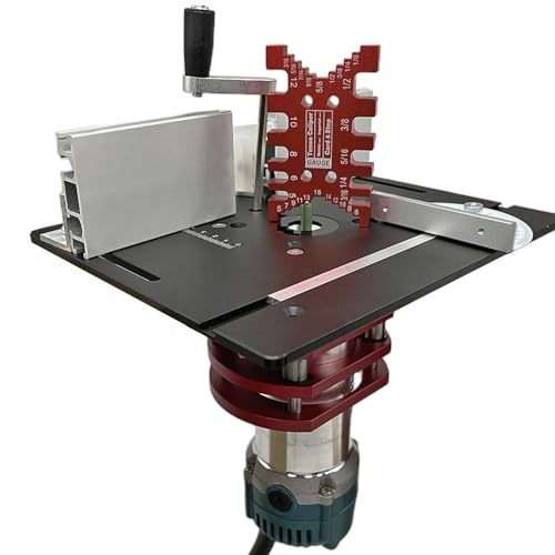 Sistema di sollevamento del router in metallo, sollevatore in alluminio con piastra superiore, kit di sollevamento manuale per da tavolo, piastra di base per scanalature, rifilatura, smussatura