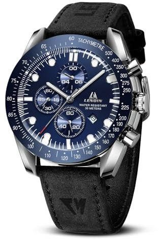 LN LENQIN Montre Homme Montres analogiques à Quartz pour Hommes Montres-Bracelets pour Hommes, étanches à 30 m Montres d'affaires à la Mode Montre en Cuir