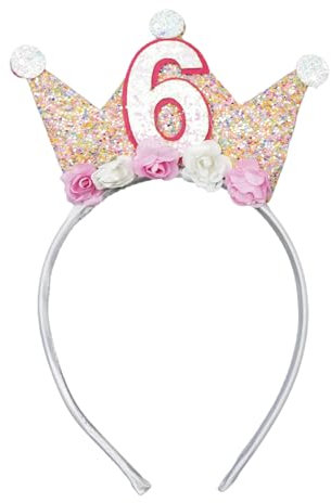 Geburtstagskrone Mädchen 6 Jahre Geburtstagskrone Mädchen Haarreifen Mädchen Geburtstag Kinder,Baby Geburtstag Mädchen 6 Jahre Haarreifen für Geburtstag Party,Prinzessin Geburtstagskrone Stirnband