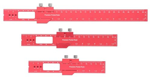 3 Pezzi Righello per la Lavorazione del Legno Cursore Regolabile Arresto Marcatura Righello Calibro Angolare Tasca Righello Marcatura Strumento di Misurazione 16 Cm 20 Cm 30 Cm