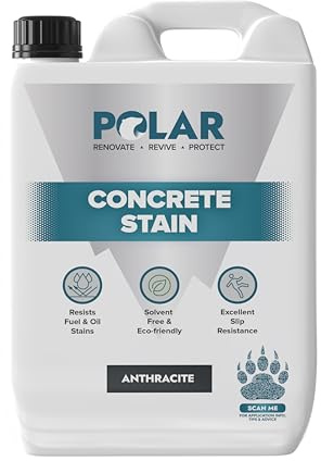Polar Concrete Stain Anthracite, 5 Litres - Durable, Stain & Slip-Resistant Finish for Interior & Exterior - Stone & Concrete Floors - Smooth & Solvent-Free Coating for Driveways, Footpaths & Patios