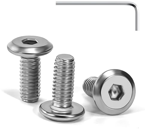 Tunejoy Tornillos de Cabeza Plana M4 x 10 mm Tornillo de Cabeza Hexagonal de Acero Inoxidable A2 V2A Perno de Muebles con llave Allen Rosca Completa 30 Piezas