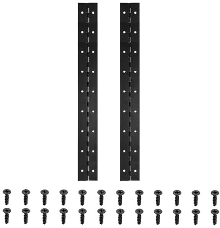 PATIKIL 18x2 Inch Piano Hinge, 2 Pack 304 Stainless Steel Continuous Hinge with Holes for Piano Gate Door Wooden Storage Box Cabinet Boat, Black