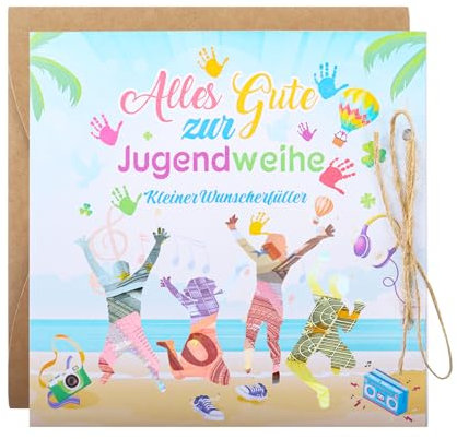 Qaziuy Geldgeschenk Jugendweihe, Jugendweihe Geldgeschenke Verpackung Grußkarte mit Umschlag, Alles Gute zur Jugendweihe Karte Jugendweihe Geschenke Mädchen und Jungen