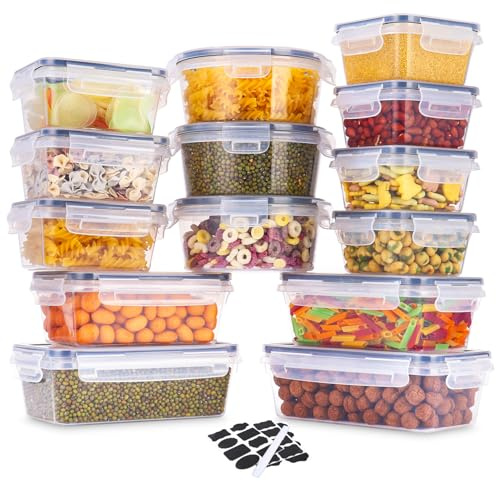 TIDEVAN Envases Herméticos de Plástico,14 Pieza Recipientes Herméticos para Alimentos de Almacenamiento de Alimentos con Tapas Herméticas Apto para Microondas Horno Lavavajillas y Congelador,Sin BPA