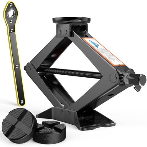 IMAYCC Universel Cric Voiture 3T/3000KG, Crique Voiture avec 2 Tampon Caoutchouc, Évite Les Rayures sur la Carrosserie, Portable Cric de Levage avec Clé pour Écrous de Roue,Emergency Tool