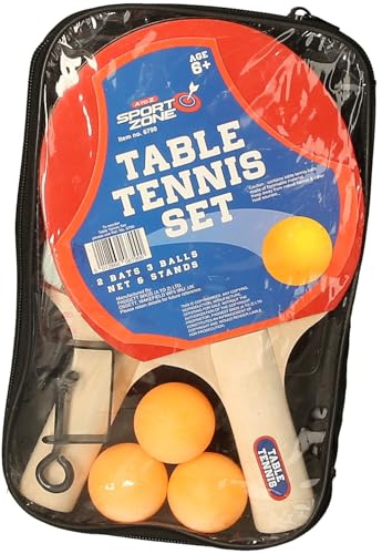 Table Tennis Set, 2 Bats, 3 Balls, Net and Stands, Ages 8+, Red