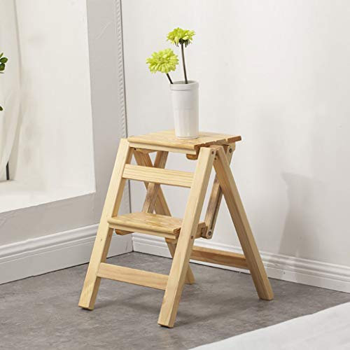 Solid Wood Step Stool Folding Ladder Stools Flower Stand Shelf Multifunction Indoor Household Small Ladder Plant Stand