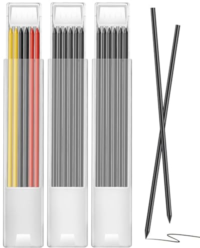 HUVZOR 3 cajas 18 piezas minas 2,8 mm para lápiz carpintero profesional, HB, irrompibles, duraderas, ideales como minas para marcador de precisión