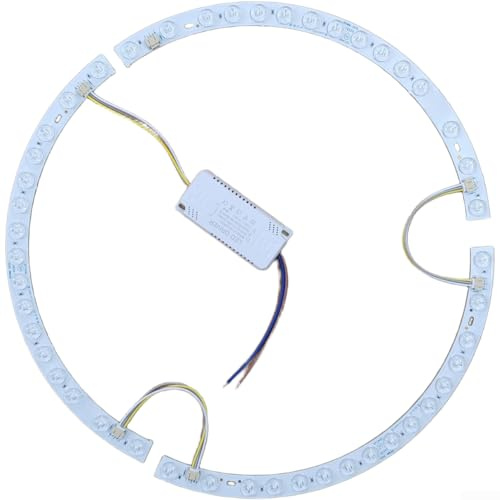 Striscia LED per luce del ventilatore da soffitto - 38 cm, barra magnetica a tre colori, uscita uniforme e luminosa con fissaggio magnetico adesivo (striscia luminosa + driver)