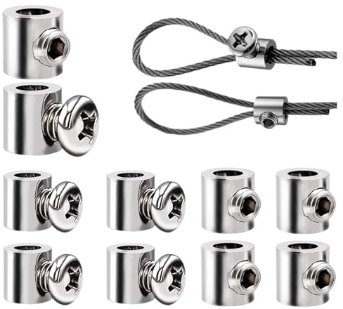 Vajerkabelklämma 10 stycken 1–2 mm ståltrådsklämmor med enhåls-upphängningsklämmor med skruvkabelslinga-fästmaterial (L-100 st)