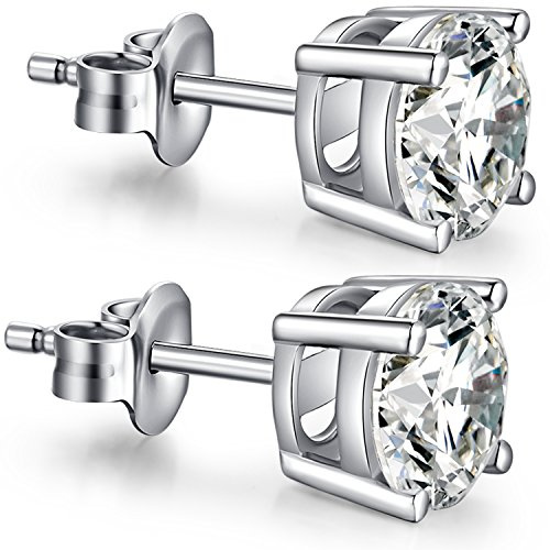 Jiamiaoi Sparkly Simulated Diamond Stud Earrings for Men Women s925 Sterling Silver Cubic Zirconia Round and Square Cut Stud Earrings 4mm-8mm