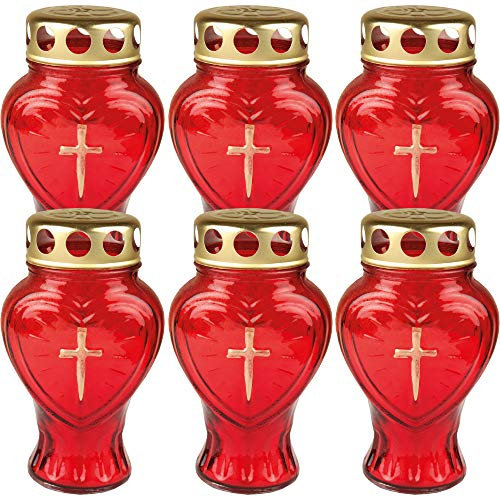 HS Candle Vela para Tumba de Cristal en Forma de corazón, Vela para Tumba con Aprox. Duración de la combustión: 30 Horas.