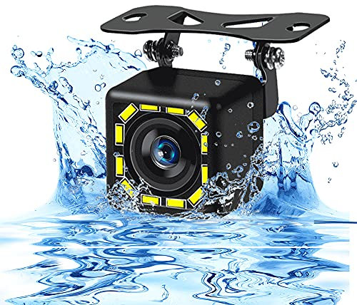 Hikity Retrocamera Auto Telecamera Auto Retromarcia con Ampio Angolo di Visione 170° + 12 LED + Impermeabile 12V DC Universale per auto/SUV/Camper