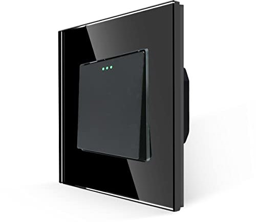 JIMEIDA Lichtschalter 1 Fach 2 Weg Glas Lichtschalter Schwarz Unterputz Taste Schalter Wandschalter Kristall Kippschalter 10 Amp,250 V
