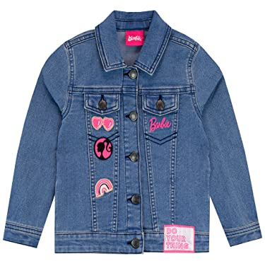 Barbie Filles Brodé Veste en Jean Vêtements d'extérieur pour Enfants Bleu 10-11 Ans