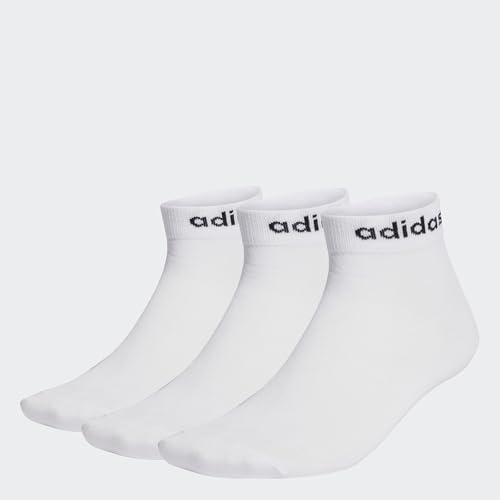 adidas Unisex - Bambini e ragazzi Think Linear Ankle Socks 3 Pairs, White / Black, 6-7 Years