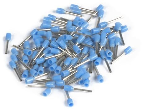 ERKO Wire End Ferrules 100 pieces, Wire Cross Section, 0.25 mm², Length 6 mm, Professional Cable Lugs Made of Galvanised Copper with Polyamide Insulation, Cable Connector for Electricians