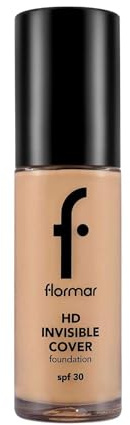 Flormar HD Invisible Cover Foundation-HD Make-up mit cremiger Textur & SPF30–Flüssige Foundation für ein natürliches Finish– Feuchtigkeitsspendend, langanhaltend & anpassbar– 90 Golden Neutral Np