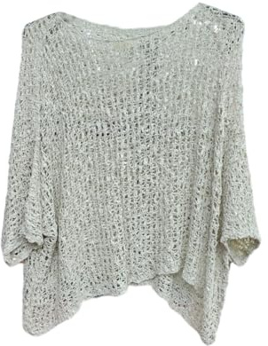 Alam Exclusive Top de palomitas de maíz para mujer, tejido de ganchillo de gran tamaño, liso, estilo bohemio, cubierta de red de pesca de verano
