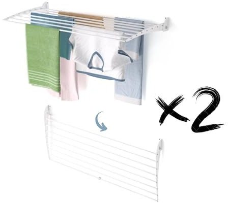 foxydry Fold, Wäscheständer zur Wandmontage, vertikaler, klappbarer Wäscheständer für Innen und Außen aus Aluminium und Stahl 118x50x50 cm