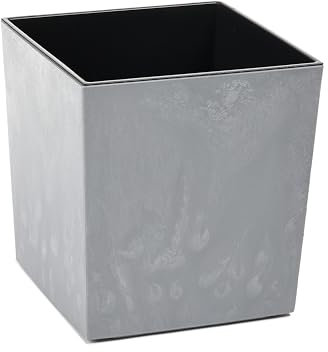 Gordanluk Square Planter Concrete effect plant pot Designed Flowerpot with plant riser extra large plant pots indoor plant pots outdoor flower pot (Concrete Grey, 19cm x 19cm)