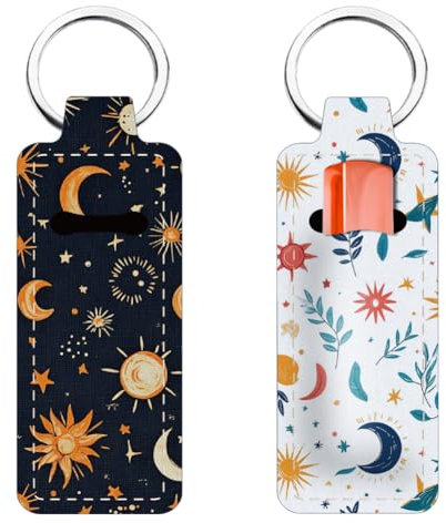 FREEBLOSS 2Pc Porte Clé Rouge a Lèvres Porte-Rouge a Lèvres Porte-Clé Porte-Rouge a Lèvres Divinatoire Porte-Clés Baume a Lèvres Pochette Portable pour Baume a Lèvres pour Femme