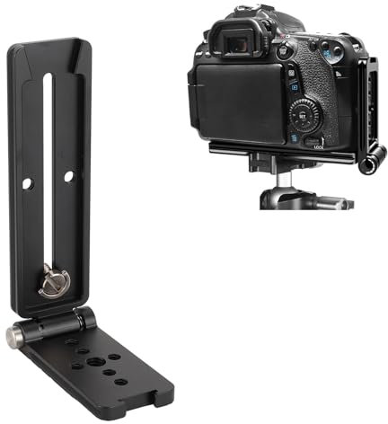 Annadue Staffa a L per Fotocamera DSLR, Piastra a Sgancio Rapido a Forma di L Ad Angolo Regolabile Universale, Staffa a L per Fotocamera Pieghevole in Lega di Alluminio per la Fotografia