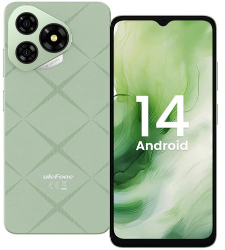 Ulefone Note 19 Handy Android 14 5000mah Octa Core Prozessor 6,56 HD+ 6GB+32GB/512GB SD 8MP+5MP Panorama Kamera 4G Dual SIM Smartphone Ohne Vertrag Face ID GPS OTG 2 Jahre Garantie-Grün