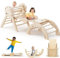 COSYLAND 3-in-1 Indoor Climbing Frame for Toddlers - Foldable Wooden Indoor Climbing Set with Ramp slide and Arch, Kids Wooden Gym for toddler age 1-3, Indoor Climbers Natural