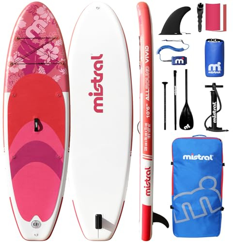 Mistral Inflatable Stand Up Paddle Board, 10'6''x33''x 6'' Inflatable SUP All Around Board, Lightweight iSUP, Stable, Beginner Paddle Board with SUP Accessories, Anti-Slip EVA Deck for Adults & Youth