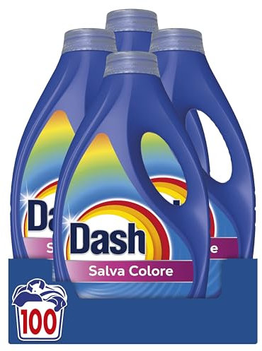 Dash Detersivo Liquido Lavatrice, 100 Lavaggi (4x25), Salva Colore, Brillantezza Per I Capi, Rimuove Le Macchi e Igienizza, Efficace Anche A Freddo E In Cicli Brevi
