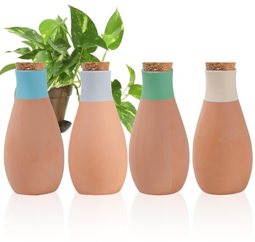 RoseFlower 4 confezioni di irrigazione pianta interna, Oyas da Piantare Terracotta all'aperto, Ollas Terracotta, OYA Irrigazione, Fioriera, Vaso in Terracotta