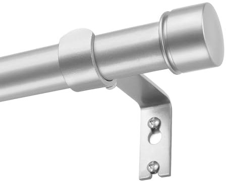 HOTOZON Silver Curtain Pole 80-305 cm, Extendable Curtain Poles for Eyelet Curtains, Diameter 25 mm Adjustable Window Curtain Pole, Heavy Duty Curtain Rod with Classic Finials for Bedroom, Living Room