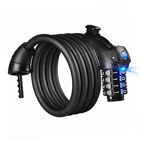 VICASKY Fahrradschloss Zahlenschloss Mit Led Licht Robust Korrosionsbeständig Kabelschloss Für Mountainbikes E-Bikes Motorräder Und Roller 47.2 Zoll Lange