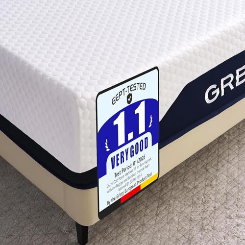 Grbsy Matratze 90x200x26 cm, H5 Kaltschaummatratze, 7-Zonen Komfort, EIS-Seide-Bezug, kühlender Gel- & Bambuskohleschaum, Oeko-TEX & CertiPUR-US, 120 Nächte Probeschlafen, Rücken- & Seitenschläfer