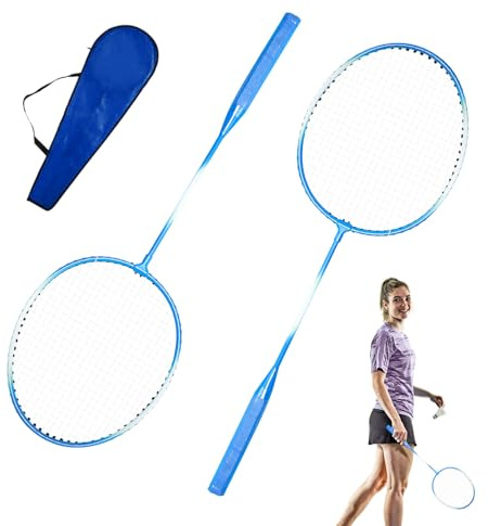Equipo de juego de bádminton - Raqueta de eje de acero, paquete de volante, kit deportivo ligero con bolsa de transporte para actividades de playa, competición de jardín, diversión al aire libre y