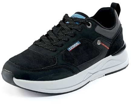 LEOSS ORIGINAL Sneaker Uomo Casual Sportive Sneaker 42 Scarpe da Corsa Leggere in Ecopelle Jogging Sportive Nero (Nero, 42 EU, MLE255075-1)