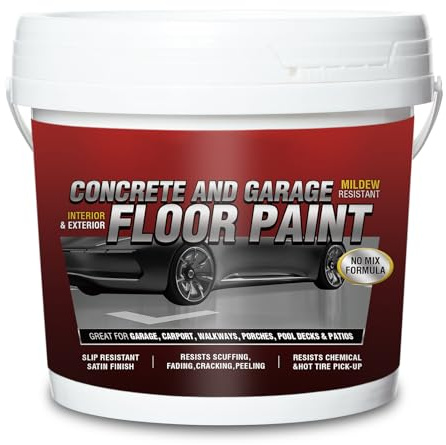 YOA Professional Concrete Garage Floor Paint, (1-Gallon/Light Blue), Acrylic Resin Coating, Suitable for Indoor Outdoor Garage, Basement, Factory,Etc. Scratch Resistant, Low VOC, Ready to Use