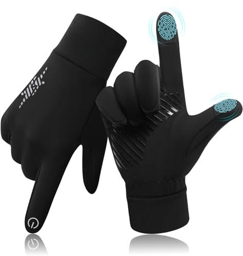 LEYBDER Thermal Running Gloves Men's Touchscreen Driving Winter Gloves Mens with Windproof & Waterproof for Cycling, Hiking & Walking. Ideal Anti-Slip Sport (Black, M)