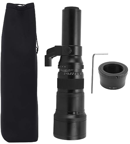 BAFOVY Teleobjektiv, Manuell Fokus 500 Mm F6.3 Objektiv med Fast Brännvidd för Fotografering Av Vilda Djur, T2-M4/3-adapter Ingår (Svart)