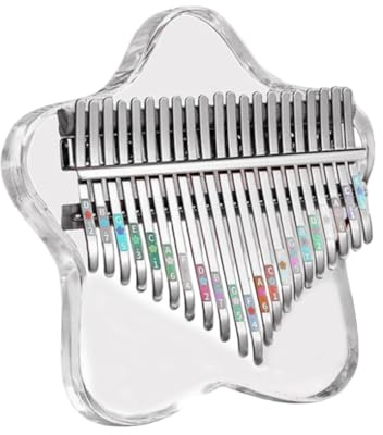 Muuookka Piano de Pulgar Kalimba Transparente, Kalimba de Cristal Transparente de 21 Teclas, Instrumento Musical Rainbow Star Finger Piano