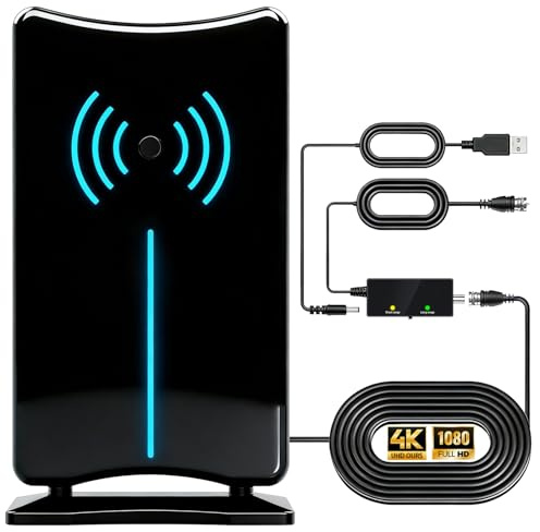 Digital Antenna for Smart TV Indoor Outdoor,HDTV Antenna for All TVs,Supports 4k 1080p Indoor Antenna/Outdoor Antenna with Amplified,Long Range Reception 16.4FT Antennas for Tvs Without Cable (Green)