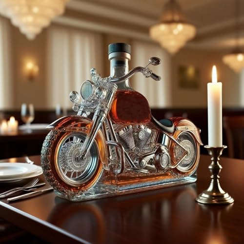300 ml karaff dekanter whiskystaty skulptur - 3D-glasskulptur som visar motorcykel formad whisky- eller vinflaska, handgjord whiskykaraff, motorcykelstil, present