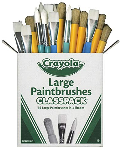 Crayola Paintbrush Variety Classpack (36ct), Back to School Art Supplies for Kids, Flat & Round Paint Brushes for Toddlers & Classrooms, Easy Grip